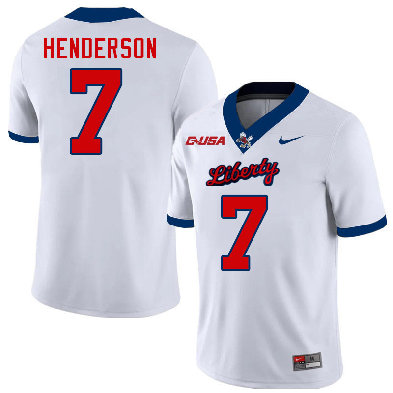 Liberty Flames #7 Devin Henderson College Football Jerseys Stitched-White